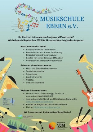 Jetzt zum Instrumentenkarussell oder Instrumentalunterricht anmelden!